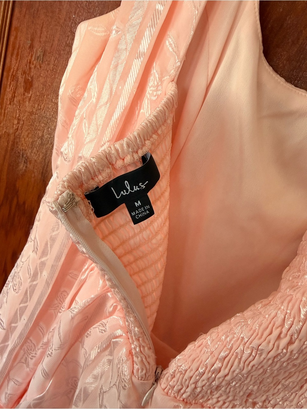 Picturesque Allure Blush Pink Jacquard Tie-Strap Maxi Dress - Picture 4 of 5